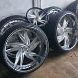 24" Rucci Cappuccino Brushed Face Chrome Lip RIMS Staggered 24x10 24x9 Monte Carlo G Body