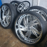 24" Rucci Cappuccino Brushed Face Chrome Lip RIMS Staggered 24x10 24x9 Monte Carlo G Body