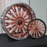 24" Rucci  Dip Liquid Rose Gold Face Chrome Lip Wheels RIMS  24x9, 24x10  BP:5x120.7 Grand Prix