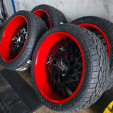 24" Rucci Ounce Black Face Red Lip Wheels RIMS 24x10, BP:4x137 Can-Am Side by Side