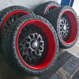 24" Rucci Ounce Black Face Red Lip Wheels RIMS 24x10, BP:4x137 Can-Am Side by Side