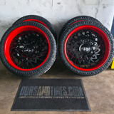 24" Rucci Ounce Black Face Red Lip Wheels RIMS 24x10, BP:4x137 Can-Am Side by Side