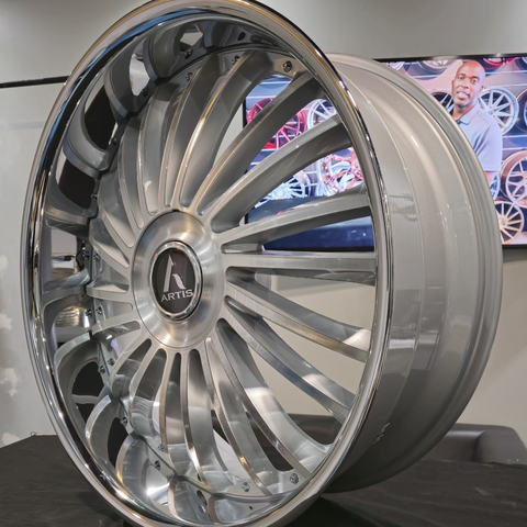 26" Artis Renegade Brushed Face Chrome Lip Wheels RIMS Staggered With Lexani LX-30 Tires  Wheels Cadillac Fleetwood