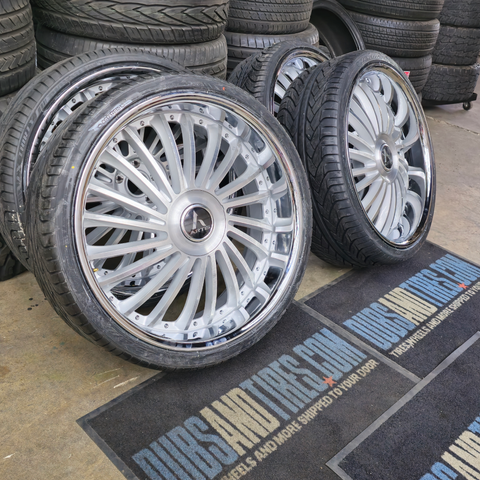26" Artis Renegade Brushed Face Chrome Lip Wheels RIMS Staggered With Lexani LX-30 Tires  Wheels Cadillac Fleetwood
