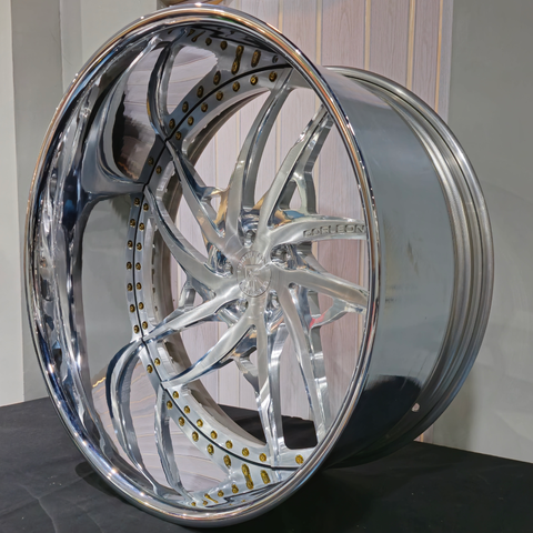 26" Coreleone Forged Merlo Brushed Face Polished Window Chrome Lip Wheels RIMS 26x9, 26x12  BP:5x127 1986 Oldsmobile