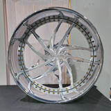26" Coreleone Forged Merlo Brushed Face Polished Window Chrome Lip Wheels RIMS 26x9, 26x12  BP:5x127 1986 Oldsmobile