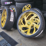 26" Rucci Trapstar Brushed Gold Chrome Lip Wheels RIMS 26x9, 26x10  BP:5x127 1972 Chevy Impala