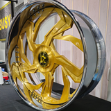 26" Rucci Trapstar Brushed Gold Chrome Lip Wheels RIMS 26x9, 26x10  BP:5x127 1972 Chevy Impala