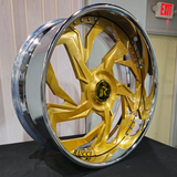 26" Rucci Trapstar Brushed Gold Chrome Lip Wheels RIMS 26x9, 26x10  BP:5x127 1972 Chevy Impala