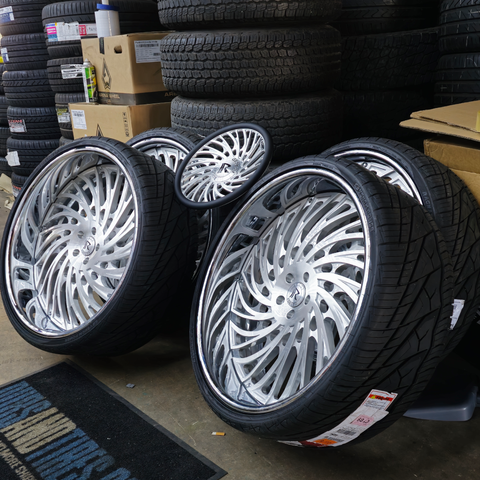 26" Rucci  Lucky Brushed Face Chrome Lip Wheels RIMS 26x9, 26x10  BP:5x120.7 1984 Pontiac