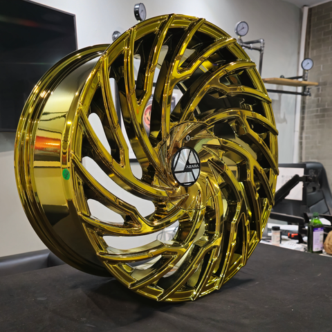 20" Azara AZA-536 All Gold Face Wheels RIMS 20x9, Rims Tire Package BP:5x120 2015 Chevy Camaro LT