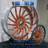 24" FORGIATO Wade Rose Gold 7" Chrome Lip Staggered RIMS 24x9 (Front) 24x10(Rear) CUTLASS CHEVELLE BUICK MONTE CARLO G BODY BOX CHEVY