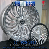 24" Daze Heat Brushed Face Chrome Lip Wheels RIMS  24x9, 24x10  BP:5x5, 5x120.7