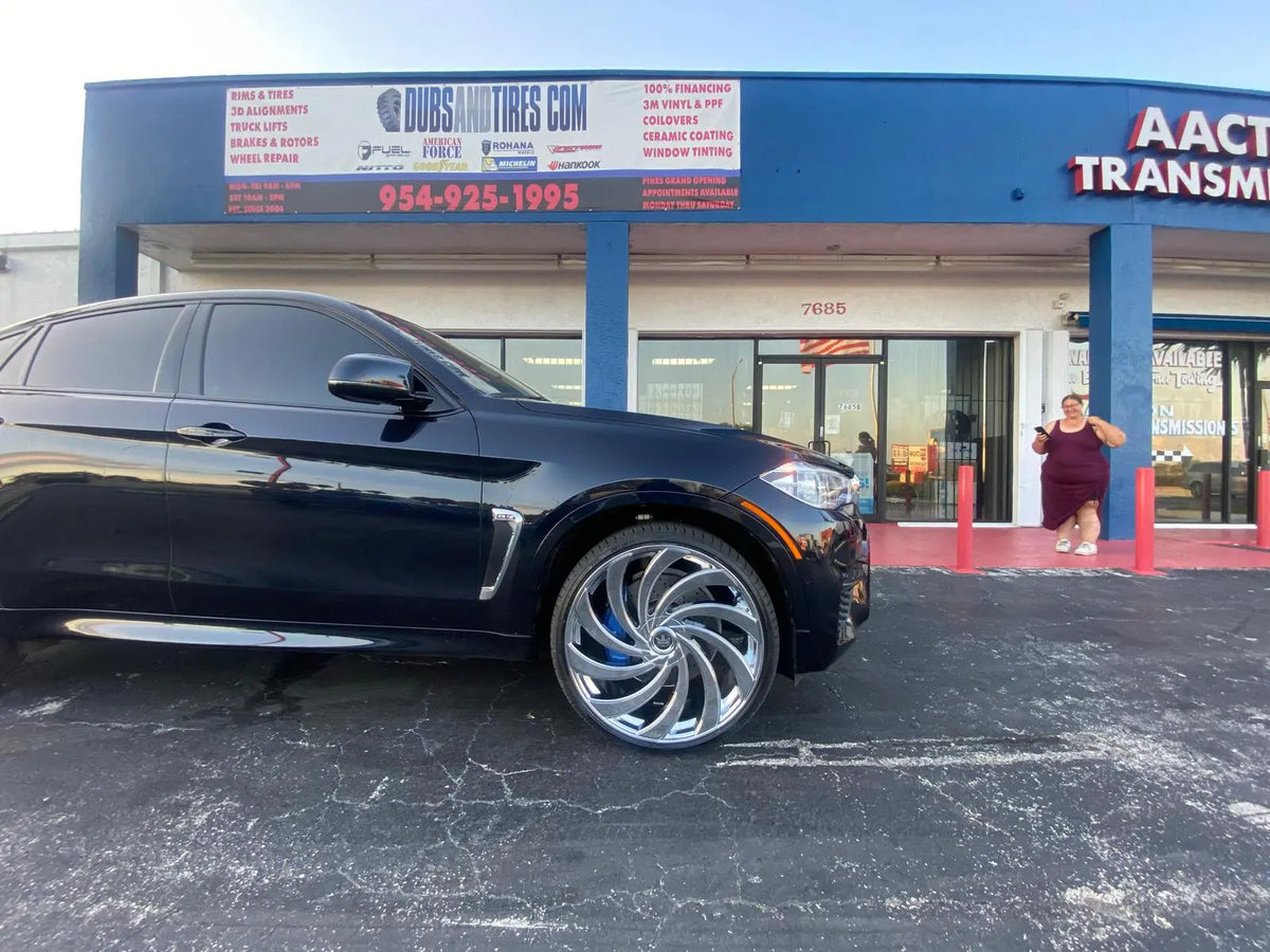 24 Inch Dub Delish Chrome Wheels 24x9 & 24x10 Rims BMW X6 255/25ZR24 2 ...