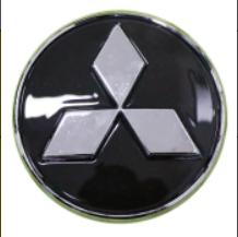Mitsubishi Floating Center Caps 60mm Black & Chrome