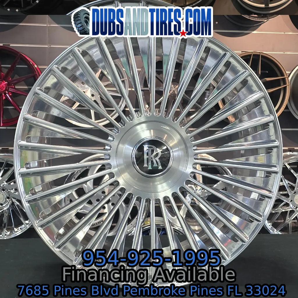 24 Inch Savini SV1 sv1x02 Brushed High Polish Lip Wheels 24x9 Rims 5x1 ...