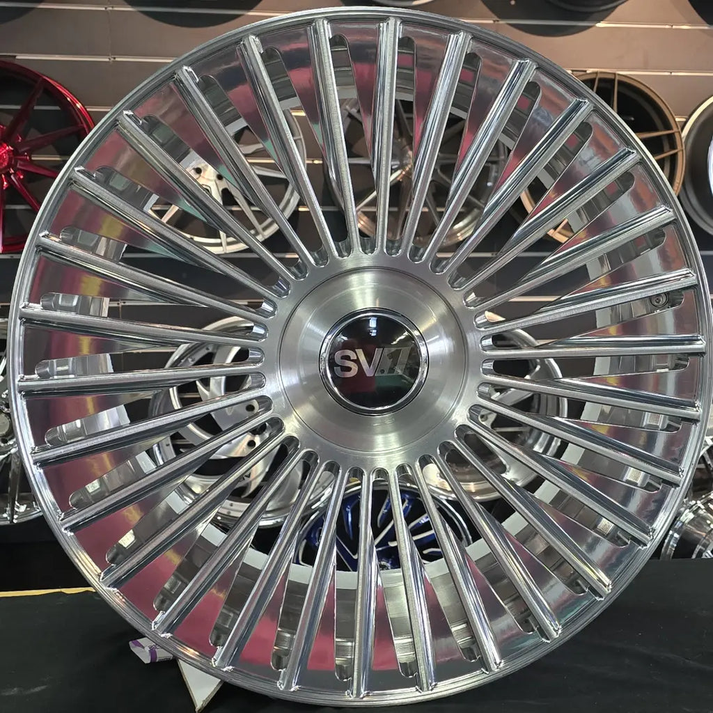 24 Inch Savini SV1 sv102 Brushed High Polish Wheels 24x9 Rims 5x112 Me ...