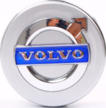 Volvo Floating Center Caps Silver Chrome Blue 64mm