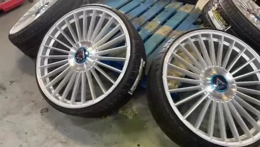 24 Inch Azad AZ25 Brushed Silver Wheels 24x9 Rims BMW 535I 255/25ZR24 ...