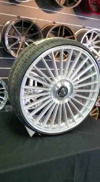 24 Inch Azad AZ25 Brushed Silver Wheels 24x9 Rims BMW 535I 255/25ZR24 ...