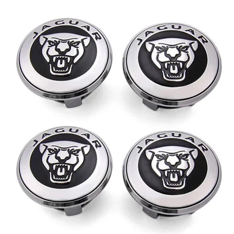 Jaguar Floating Center Cap Black & Chrome FCC075 2 3/8" (59mm) — QTY 4