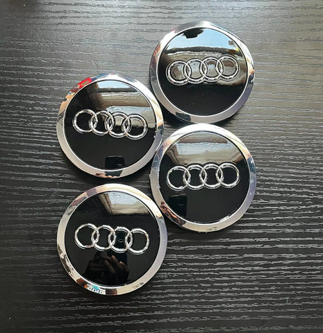 Audi Floating Center Caps Black Chrome 69 60 2 3/8" (61mm) — QTY 4