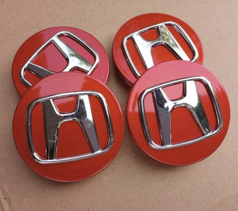 Honda Floating Center Caps Red & Chrome 2 1/2" (62mm) FCC-051 — QTY 4