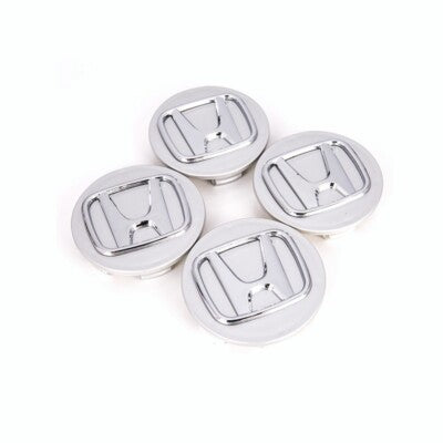 Honda Floating Center Caps Silver & Chrome 2 1/2" (62mm) — QTY 4
