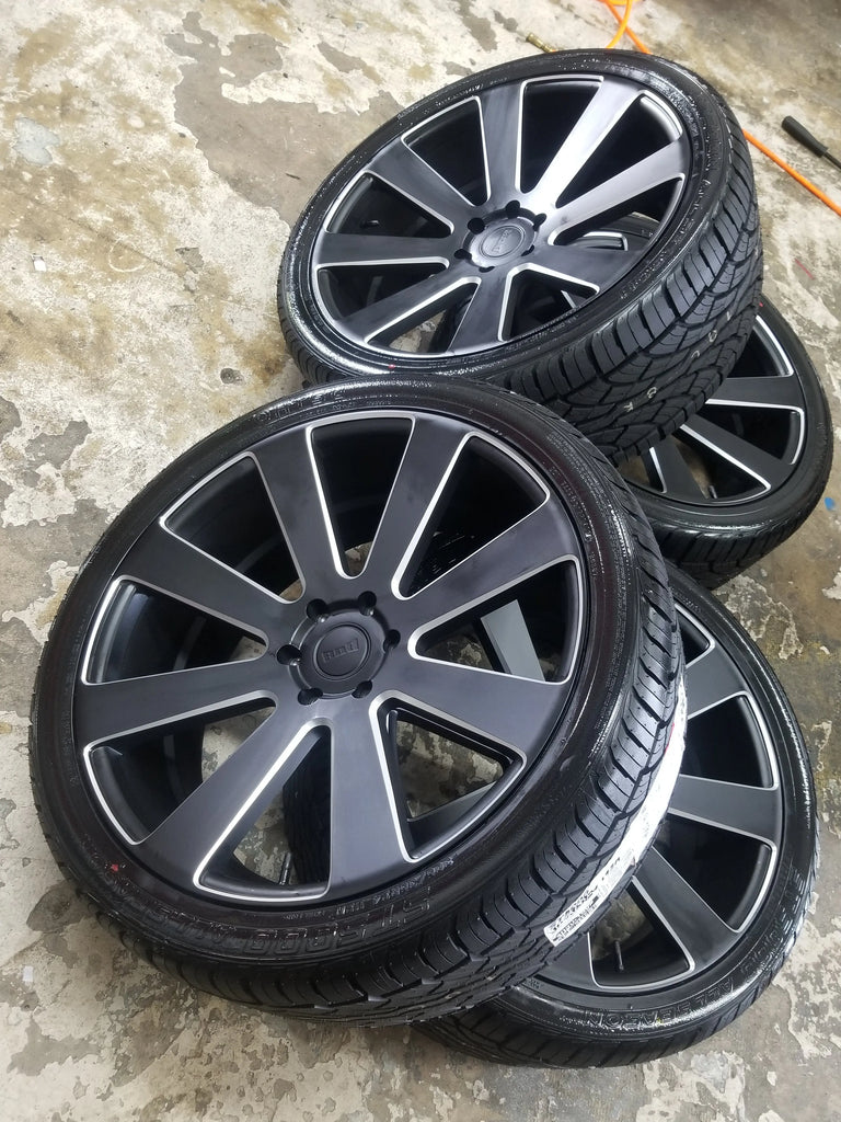 Dav Ball Rims 24 INCH 24X10 DUB S187 8 ball RIMS AND TIRES PACKAGE NEW WHEELS Cadill ...