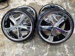 22" Inch Staggered 22x9 & 22x11 American Racing VN701 All Chrome Wheel & Tire Package