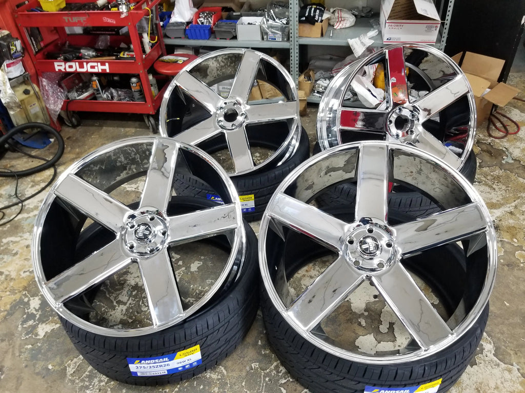 26 Inch 26x10 Dub Rims Baller Wheels BP: 5x127 Tires: 275/25ZR26 1973 ...