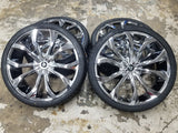 26 Inch 26x10 Lexani Lust Chrome Rims and Tires 305/30R26 BP: 5x150 2011 Toyota Tundra FINANCING AVIL