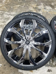 26 Inch 26x10 Lexani Lust Chrome Rims and Tires 305/30R26 BP: 5x150 2011 Toyota Tundra FINANCING AVIL