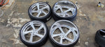 22" Inch Front & 24" Inch Rear Intro Twisted Rally Brushed Face w/ Polished Lip Wheels Rims & Tires