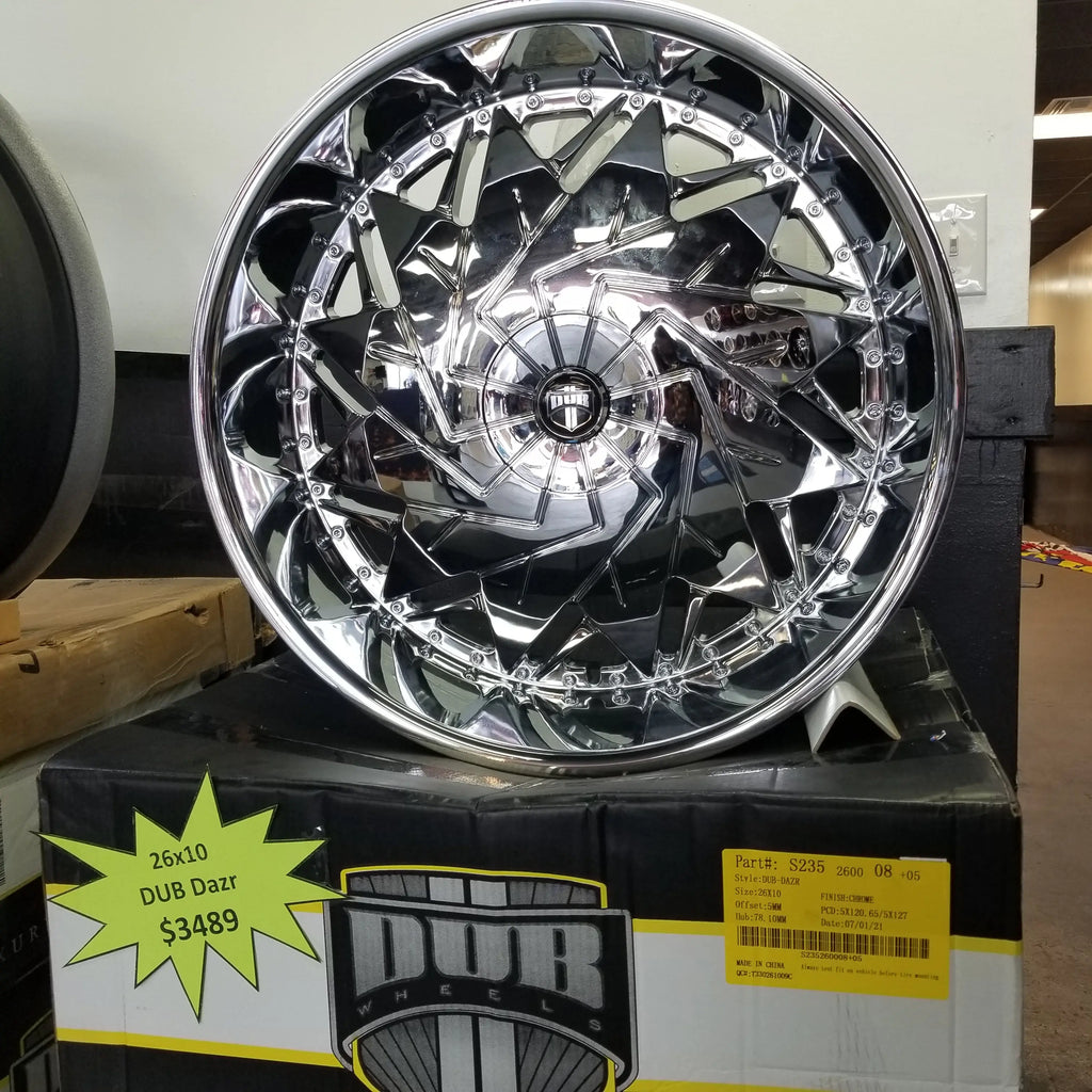 26 Inch Dub Dazr Brushed Face Chrome Lip Wheels 22 Staggered Custom Ri ...