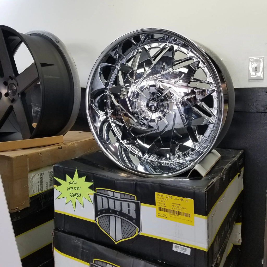 26 Inch Dub Dazr Brushed Face Chrome Lip Wheels 22 Staggered Custom Ri ...