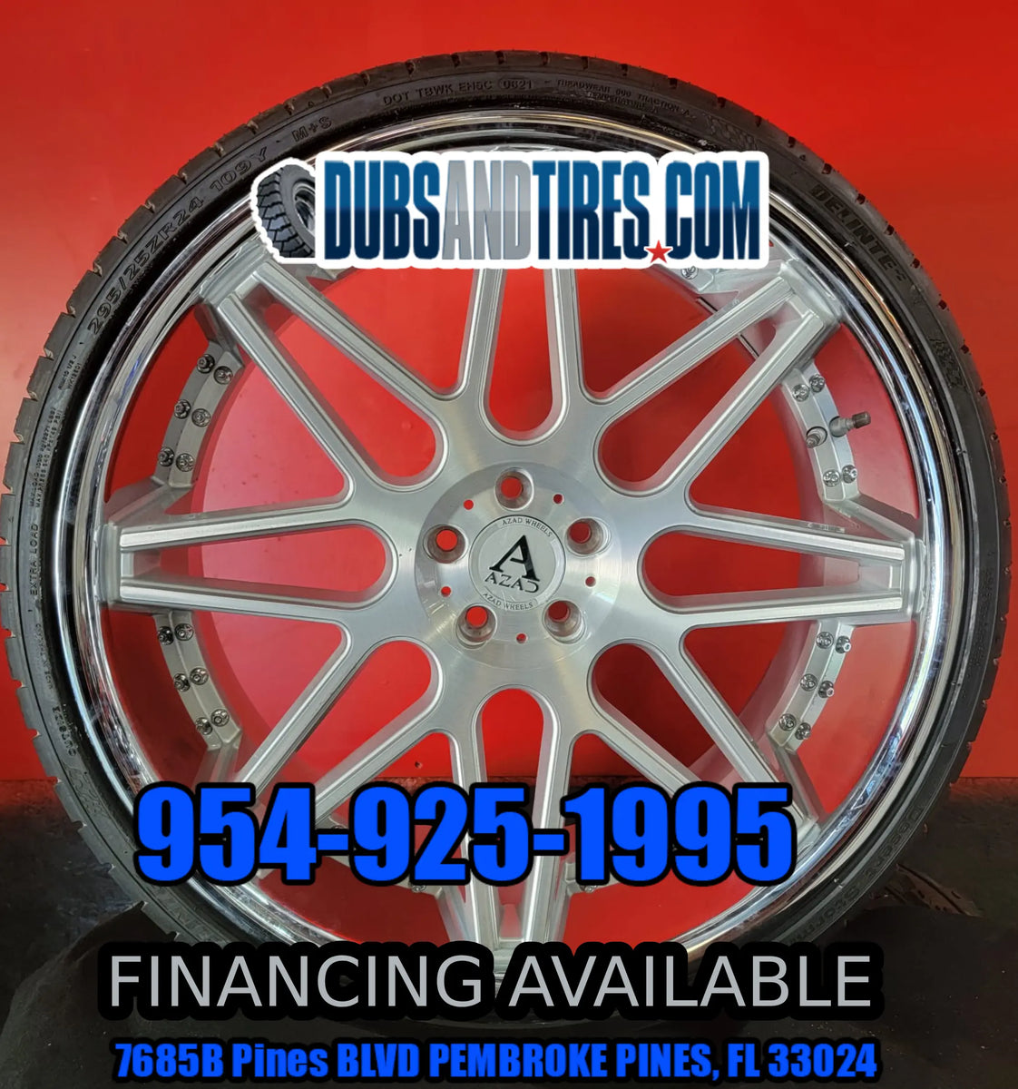 4-New 24 Inch Azad AZ77 Brushed Face Chrome Lip Wheels Staggered 24x9 ...