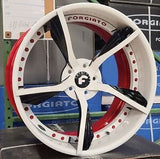 21/22" FORGIATO ALETTATO Wheels BLACK Red & White RIMS Staggered 21x9(Front) 22x12(Rear) CORVETTE C8