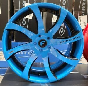 21/22" FORGIATO QUATTROSIMO Wheels Black & Blue RIMS Staggered 21x9(Front) 22x12(Rear) CORVETTE C8