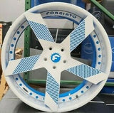 21/22" FORGIATO FOSSETTE Wheels White Rapid Blue RIMS Staggered 21x9(Front) 22x12(Rear) CORVETTE C8