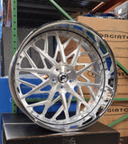 24" Inch Forgiato Rims Blocco Staggered wheels Brushed Face Chrome Lip old school cars tires fit Chevy SS FINACING AVIL