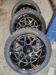4-New 22 Inch Axe NEMESIS Gloss Black Milled Wheels 22x12 TRUCK Rims OFF ROAD BP: 6x135