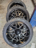 4-New 22 Inch Axe NEMESIS Gloss Black Milled Wheels 22x12 TRUCK Rims OFF ROAD BP: 6x135