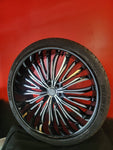 4-New 26" Inch Elure ELR-55 Black Machine Wheels 26x10 Rims Chevy Tahoe 305/30R26 Delinte DS8 Tires BP: 5x114.3