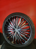 4-New 26" Inch Elure ELR-55 Black Machine Wheels 26x10 Rims Chevy Tahoe 305/30R26 Delinte DS8 Tires BP: 5x114.3