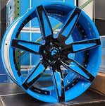 21/22" FORGIATO  ESPORRE Wheels BLACK AND RAPID BLUE RIMS Staggered 21x9(Front) 22x12(Rear) CORVETTE C8