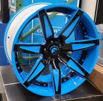 21/22" FORGIATO  ESPORRE Wheels BLACK AND RAPID BLUE RIMS Staggered 21x9(Front) 22x12(Rear) CORVETTE C8
