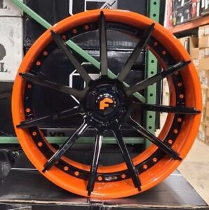 21/22" FORGIATO S2.06 Orange And Black Wheels Staggered RIMS 21x9(Front) 22x12(Rear)  CORVETTE C8