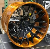 22" FORGIATO S2.05 Gold Black Wheels Staggered RIMS 22x11(Front) 22x12(Rear) DODGE CHARGER CHALLENGER (WIDE BODY ONLY) SRT SCAT PACK