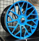21/22" FORGIATO BLOCCO Wheels Black Rapid Blue RIMS Staggered 21x9(Front) 22x12(Rear) CORVETTE C8